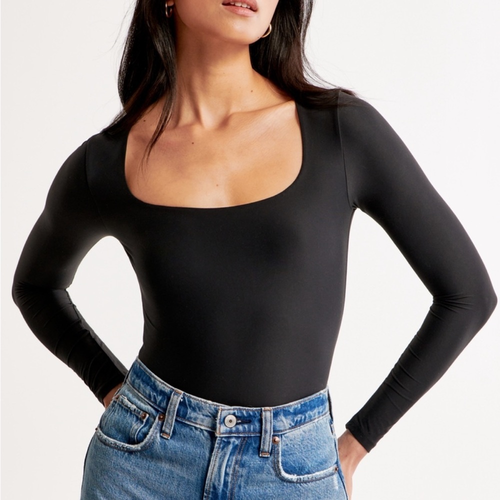 Abercrombie & Fitch Black Long Sleeve Bodysuit